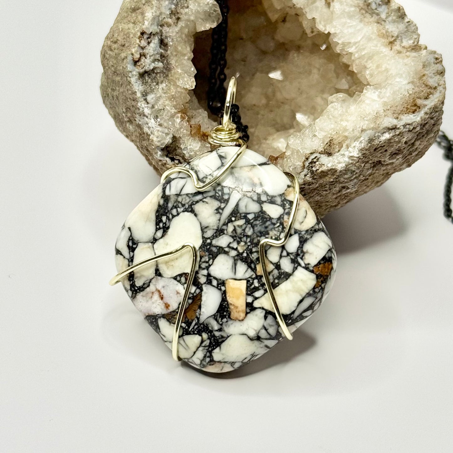 Gold and Black Conglomerate Necklace