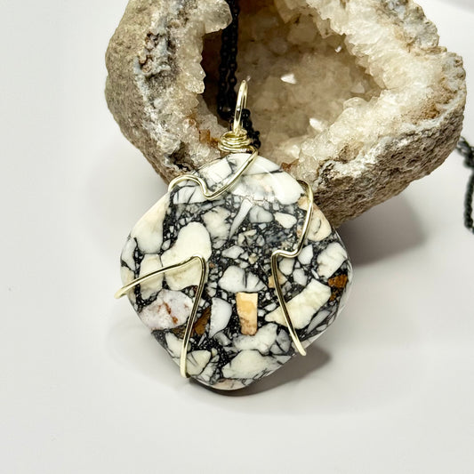 Gold and Black Conglomerate Necklace