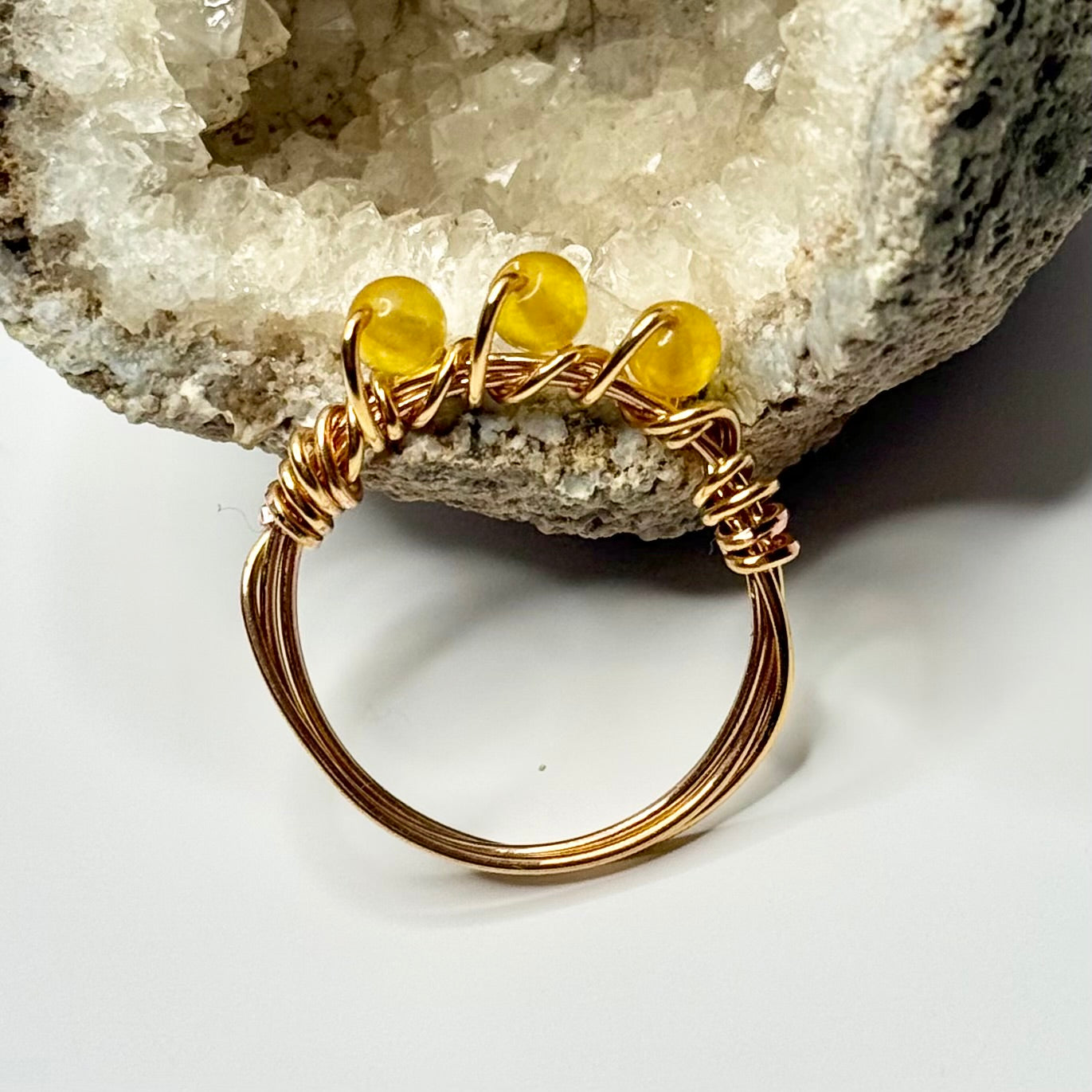 Gold Plated Yellow Jade Ring