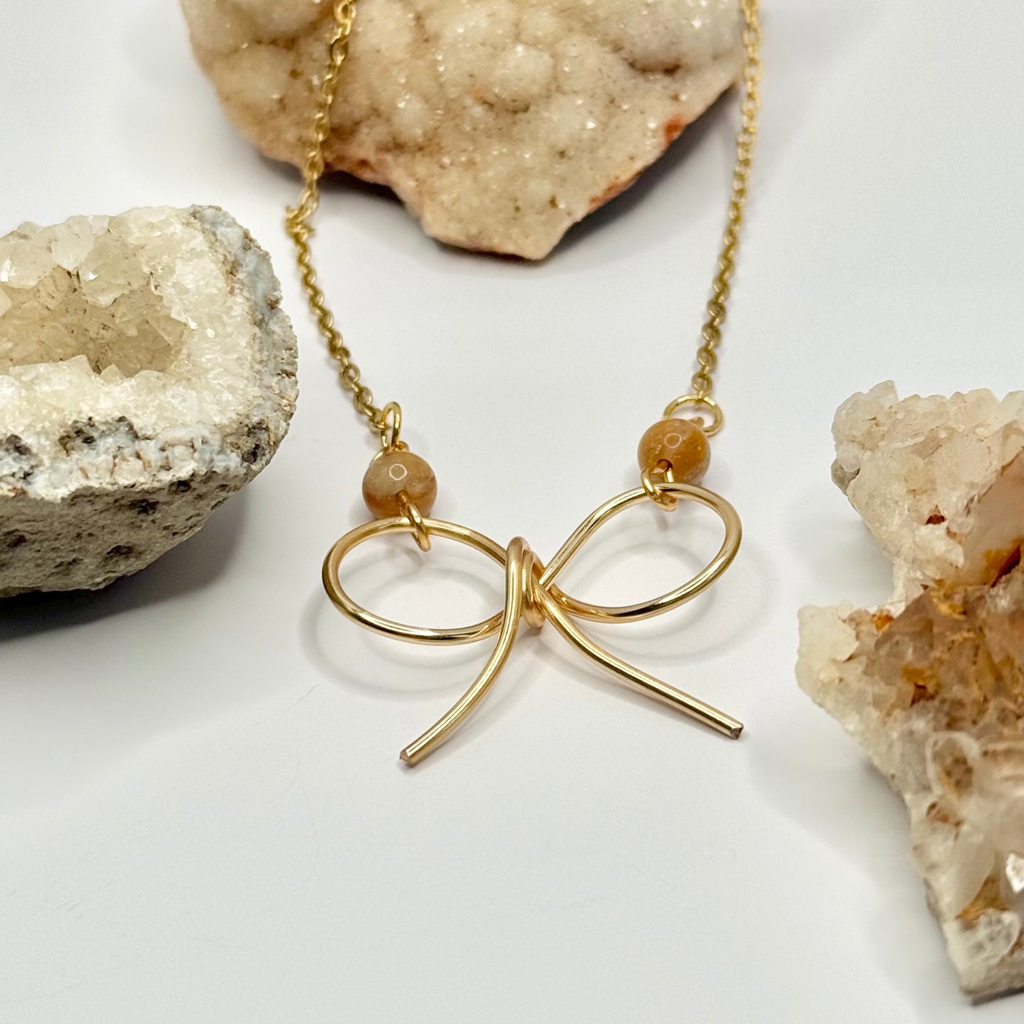Gold Jasper Bow Necklace