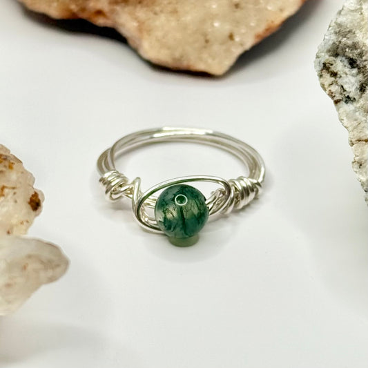 Sterling Silver Moss Agate Ring