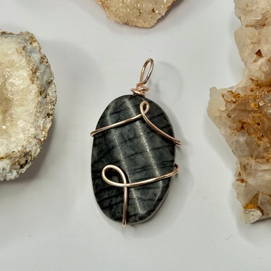 Rose Gold Picasso Jasper Pendant