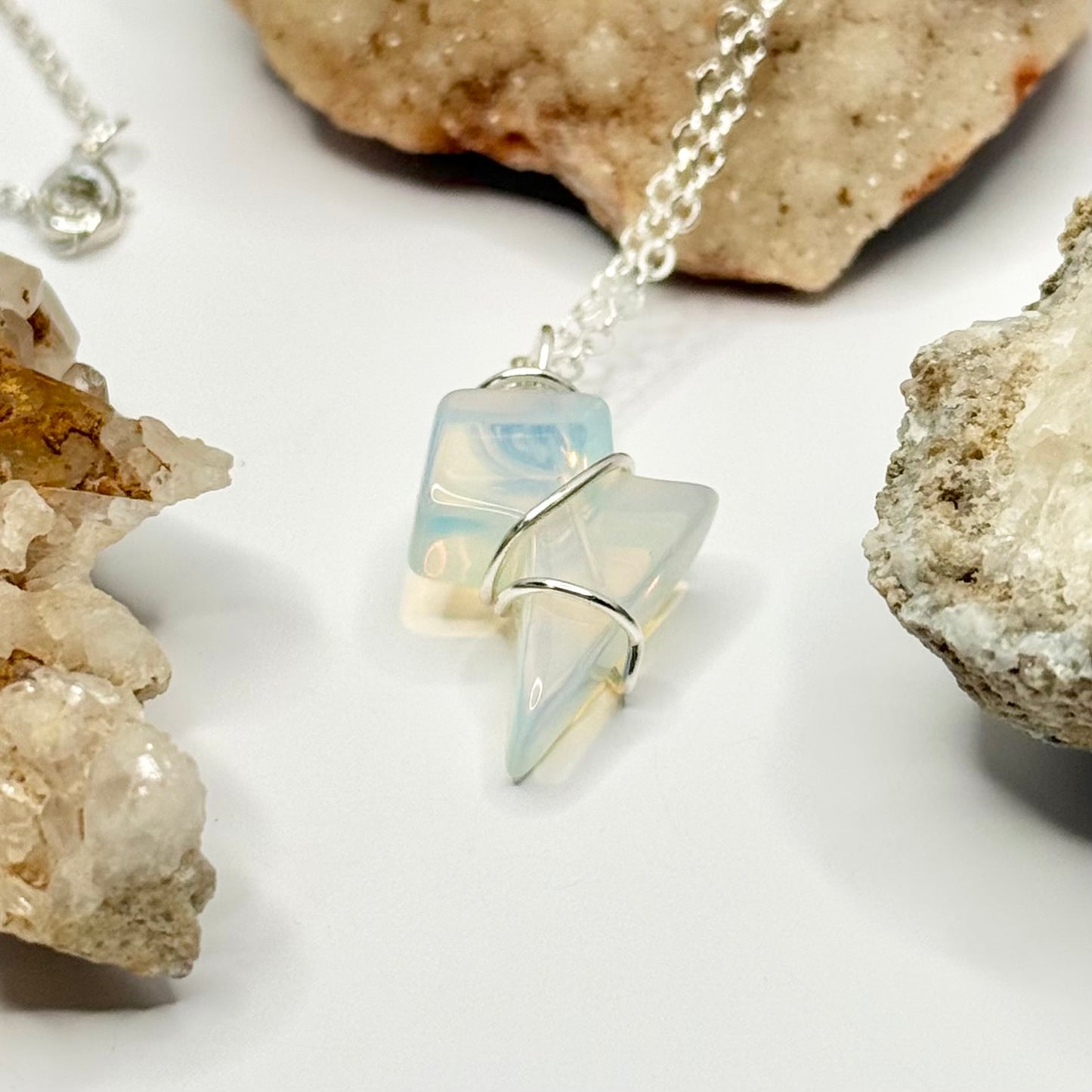 Silver Opalite Lightning Necklace