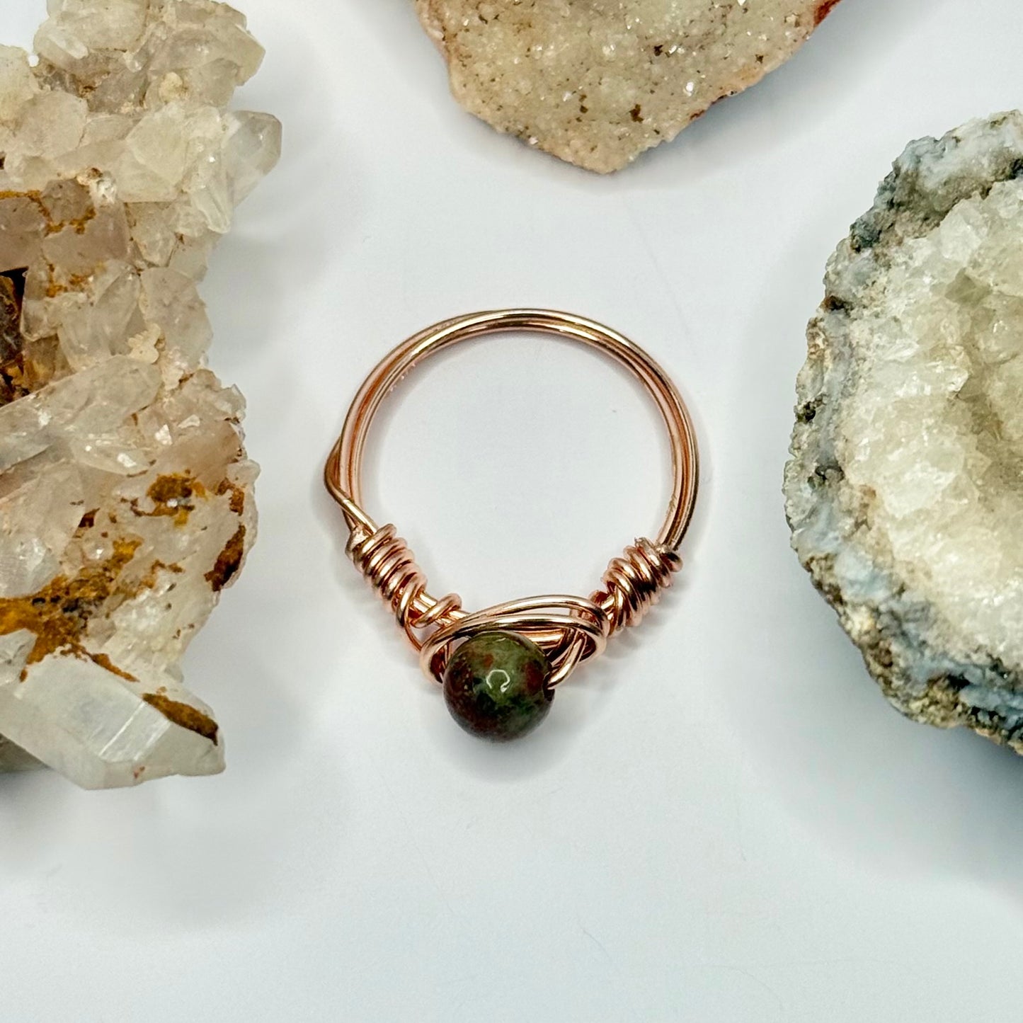 Rose Gold Unakite Ring