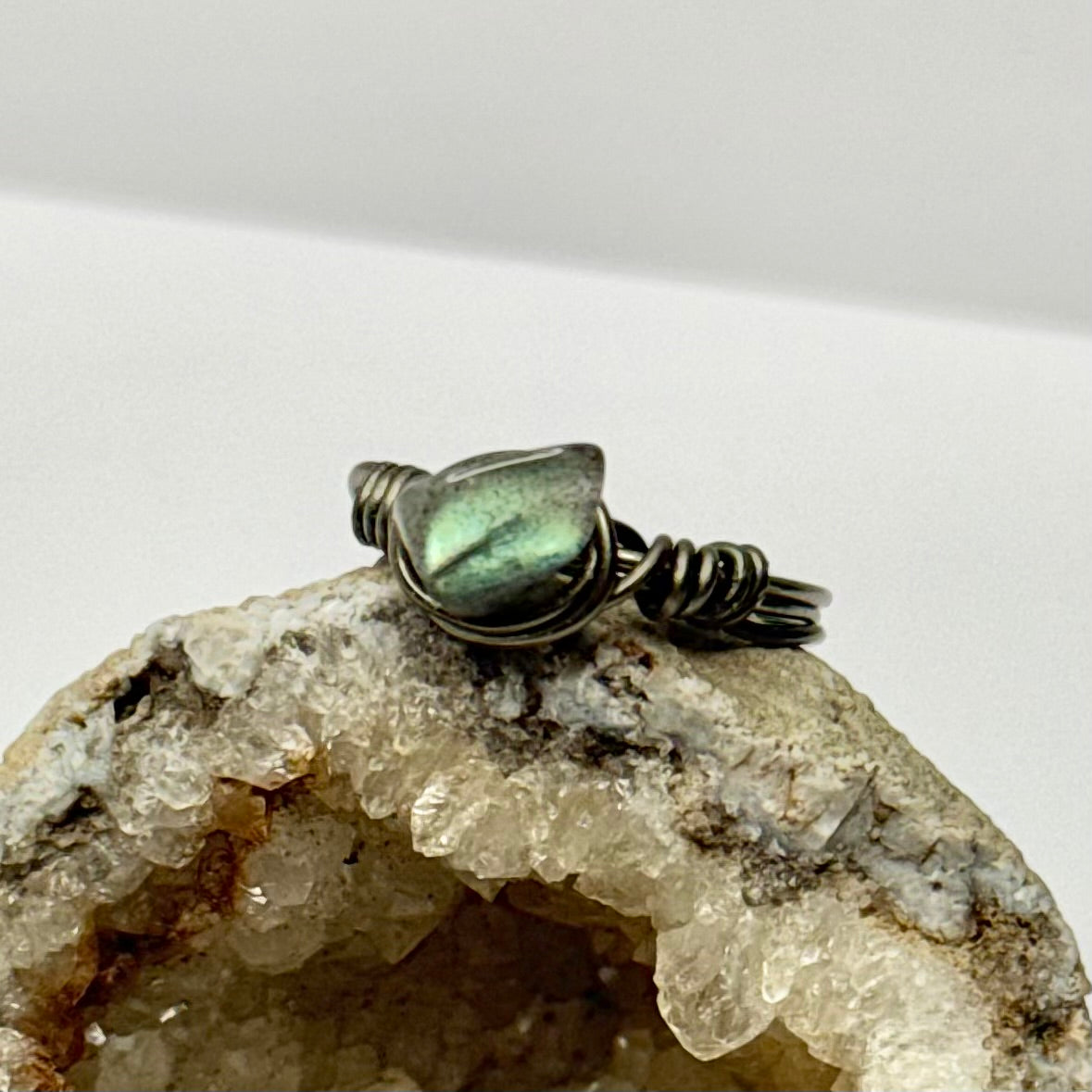 Charcoal Labradorite Ring