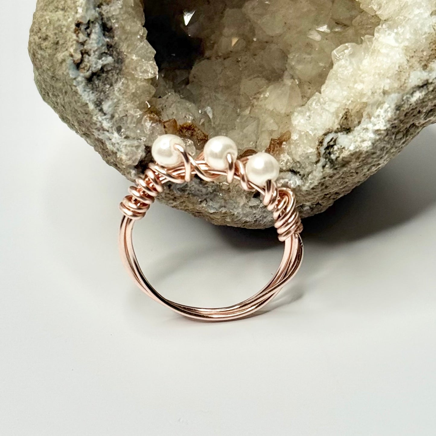Rose Gold Pearl Ring