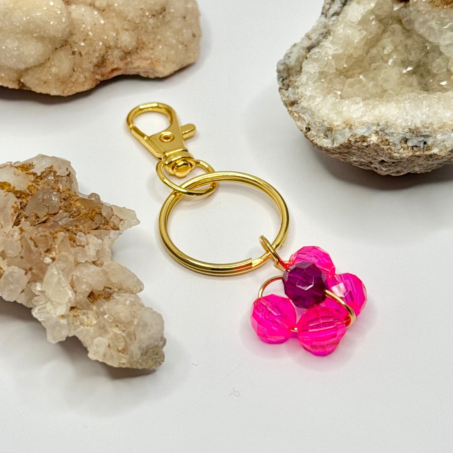 Gold Pink Butterfly Keychain