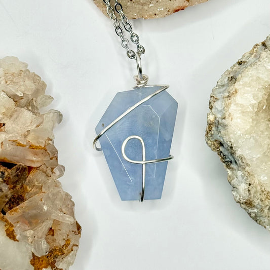 Silver Blue Lace Agate Necklace