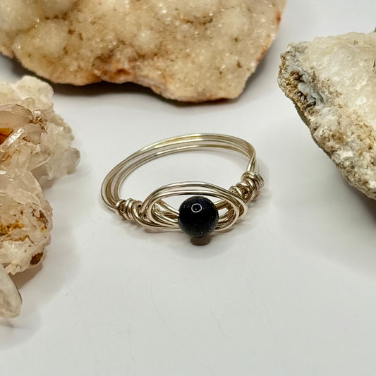 Sterling Silver Blue Goldstone Ring