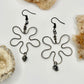 Charcoal Dendritic Agate Flower Earrings