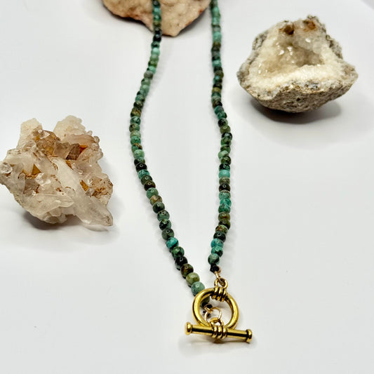 Gold Turquoise Beaded Necklace