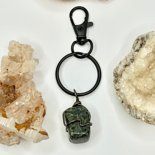 Charcoal Kambaba Jasper Keychain
