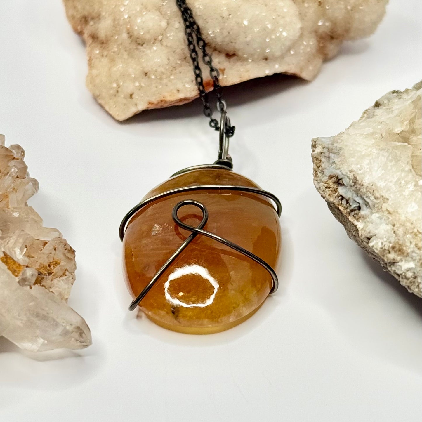 Charcoal Orange Calcite Necklace