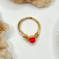 Gold Red Beaded Ring