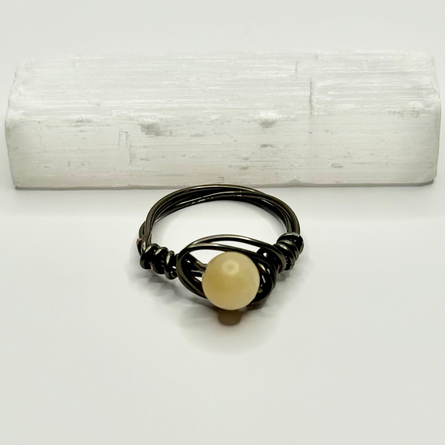 Charcoal Yellow Calcite Ring
