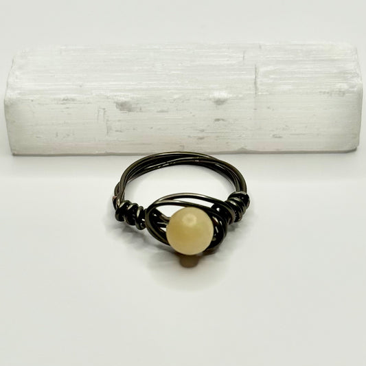 Charcoal Yellow Calcite Ring