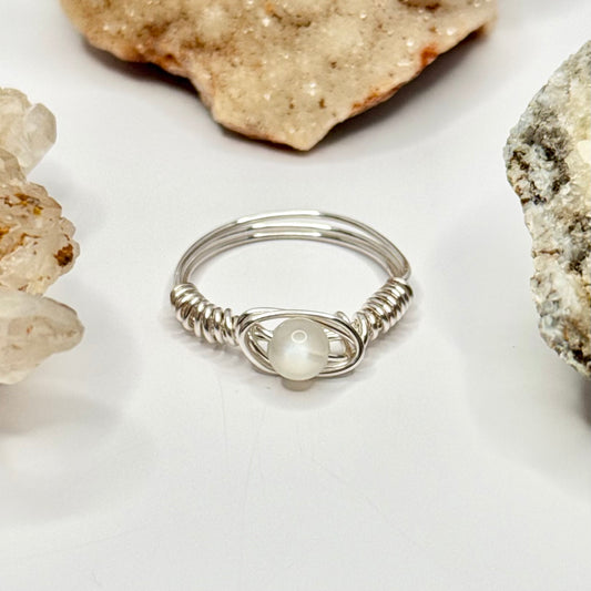 Silver Moonstone Ring