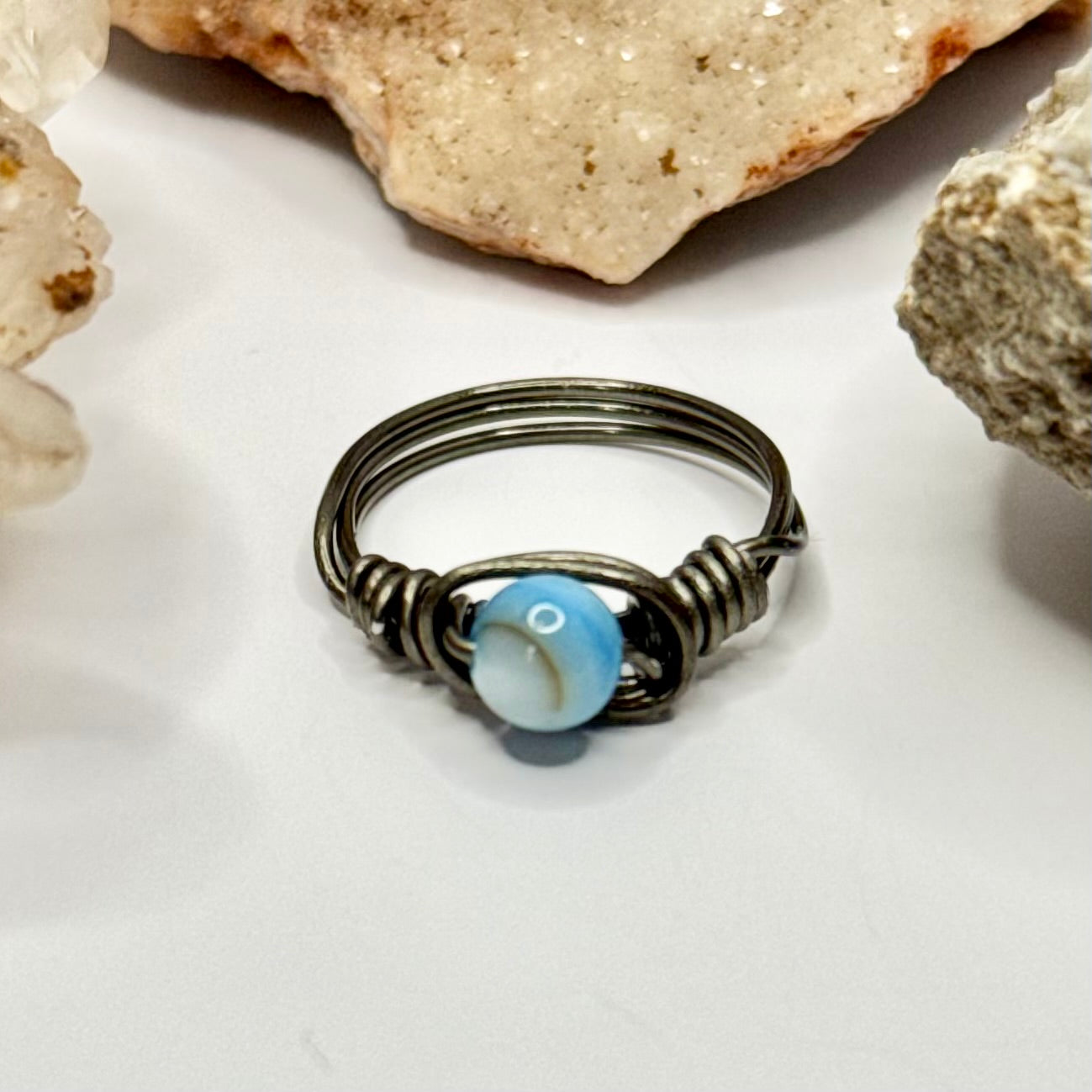 Charcoal Blue Shell Ring