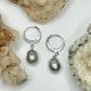 Steel Pearl Huggie Earrings