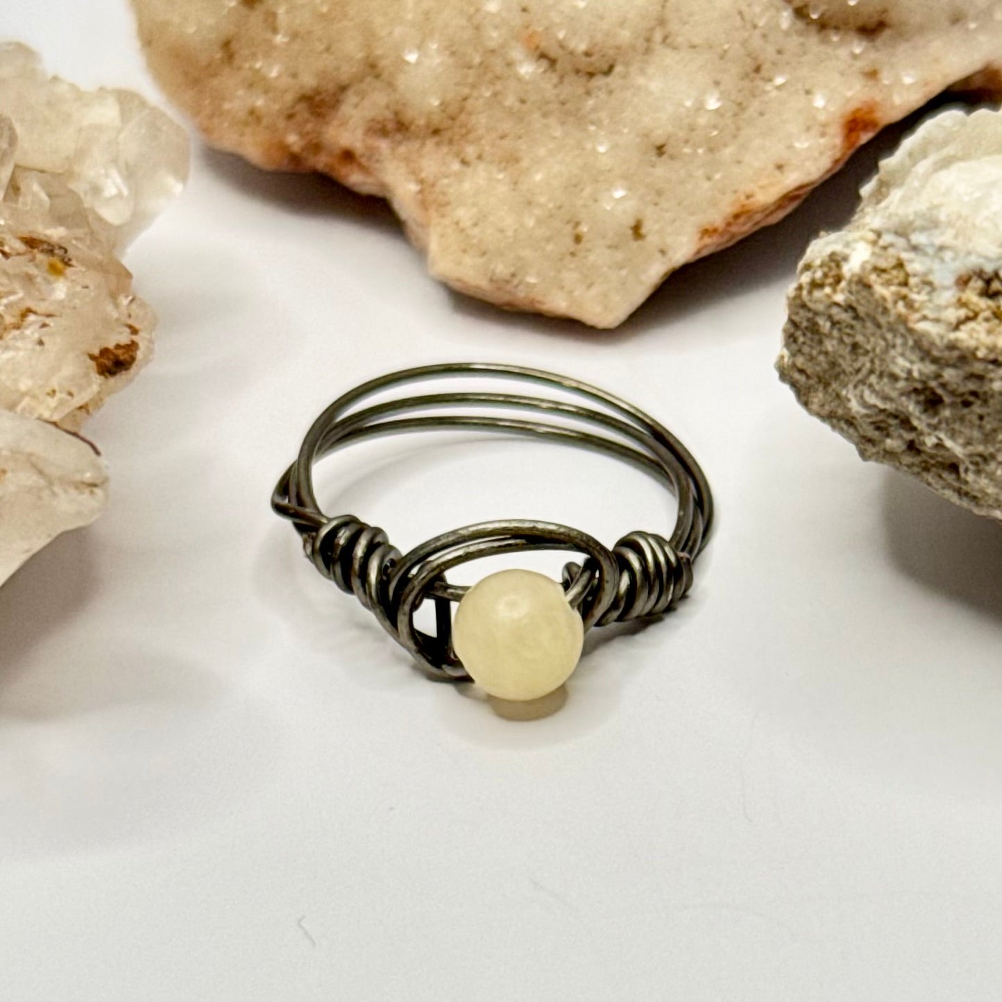 Charcoal Yellow Calcite Ring