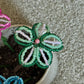 Green and Pink Beaded Flower Stake