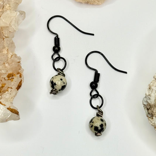 Charcoal Dalmatian Jasper Earrings