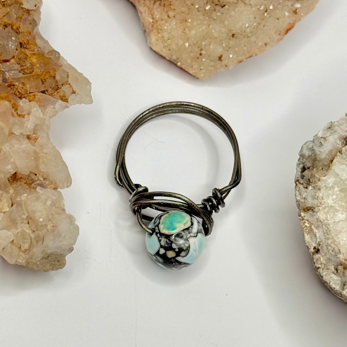Charcoal Teal Conglomerate Ring
