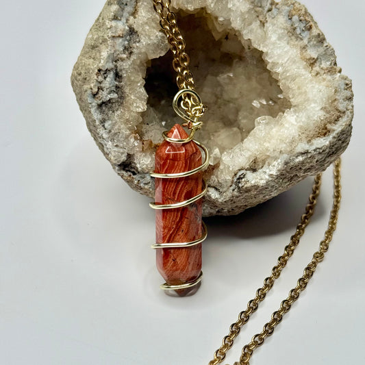 Gold Red Jasper Necklace