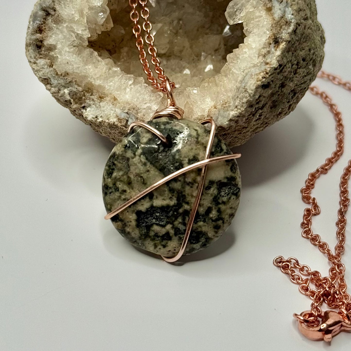 Rose Gold Preseli Bluestone Necklace