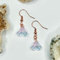Rose Gold Blue and Pink Flower Earrings