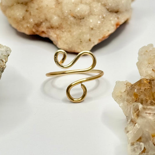 Gold Curled Bypass Ring
