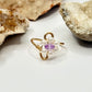 Gold Purple and Foe Pearl Flower Ring