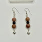 Sterling Silver Pink Calcite and Blue Goldstone Heart Earrings