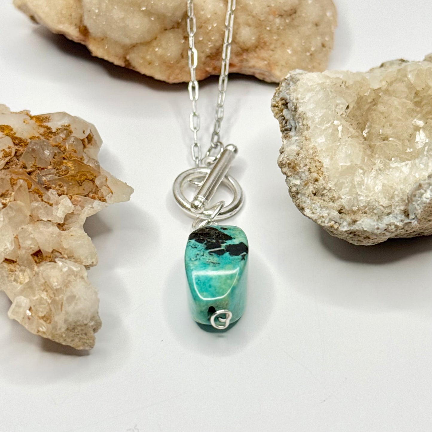 Silver Caribbean Calcite Toggle Necklace