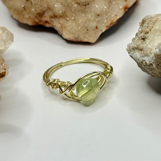 Gold Green Calcite Ring