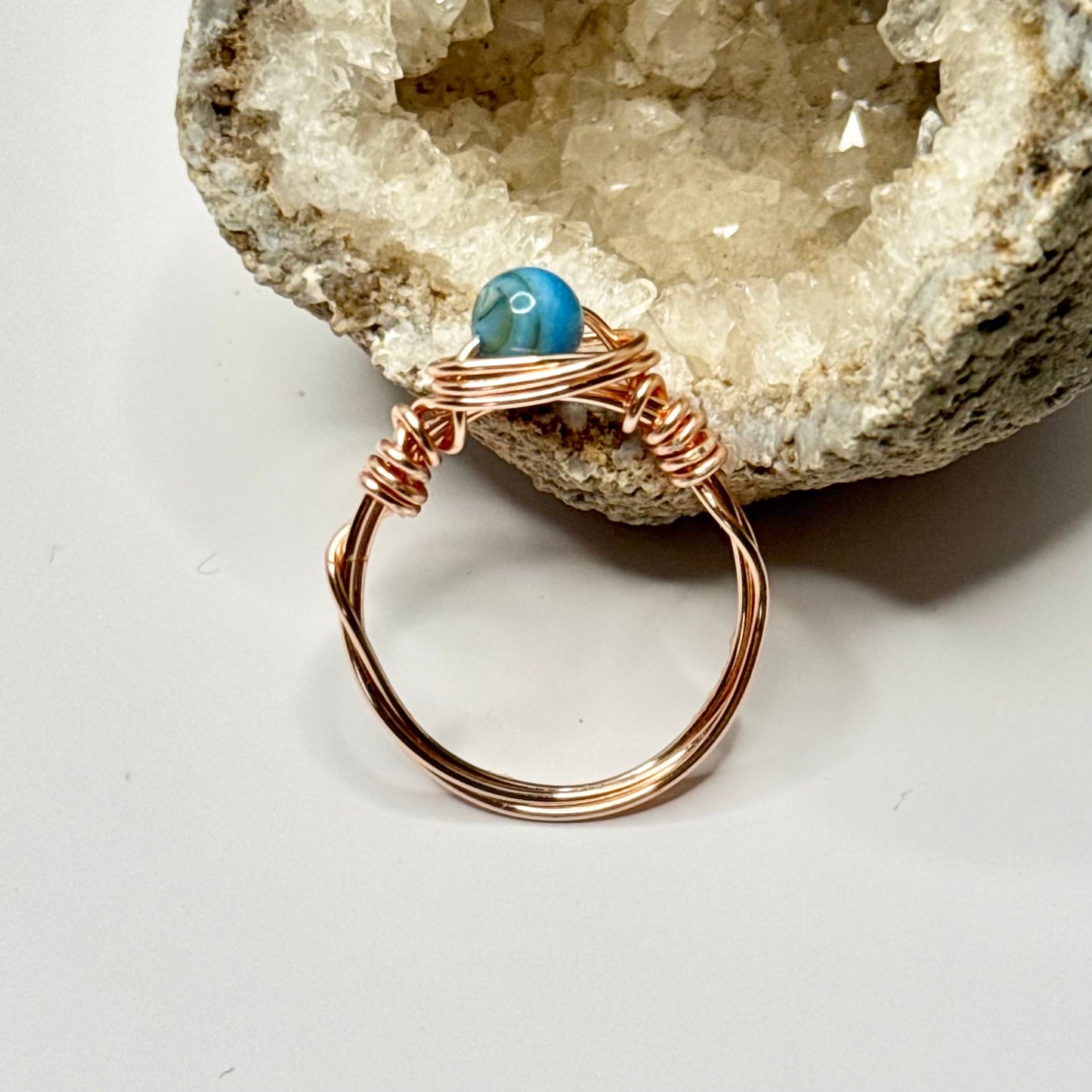 Rose Gold Blue Shell Ring