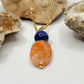 Gold Lapis and Orange Calcite Necklace