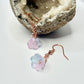 Rose Gold Blue and Pink Flower Earrings