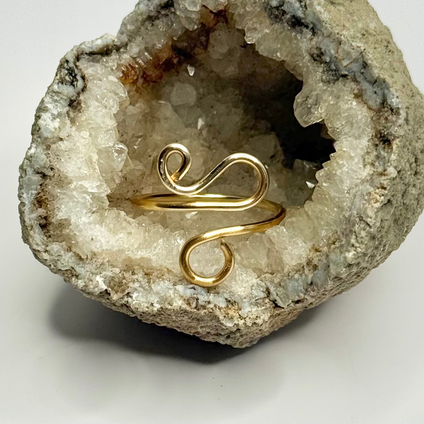 Gold Curled Bypass Ring