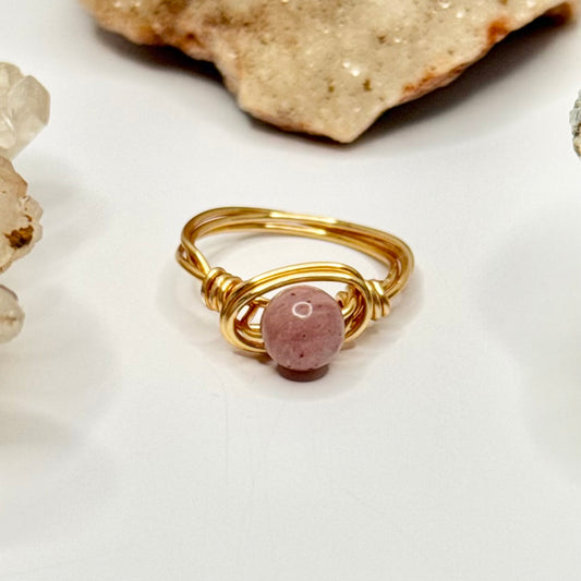 Gold Rhodonite Ring