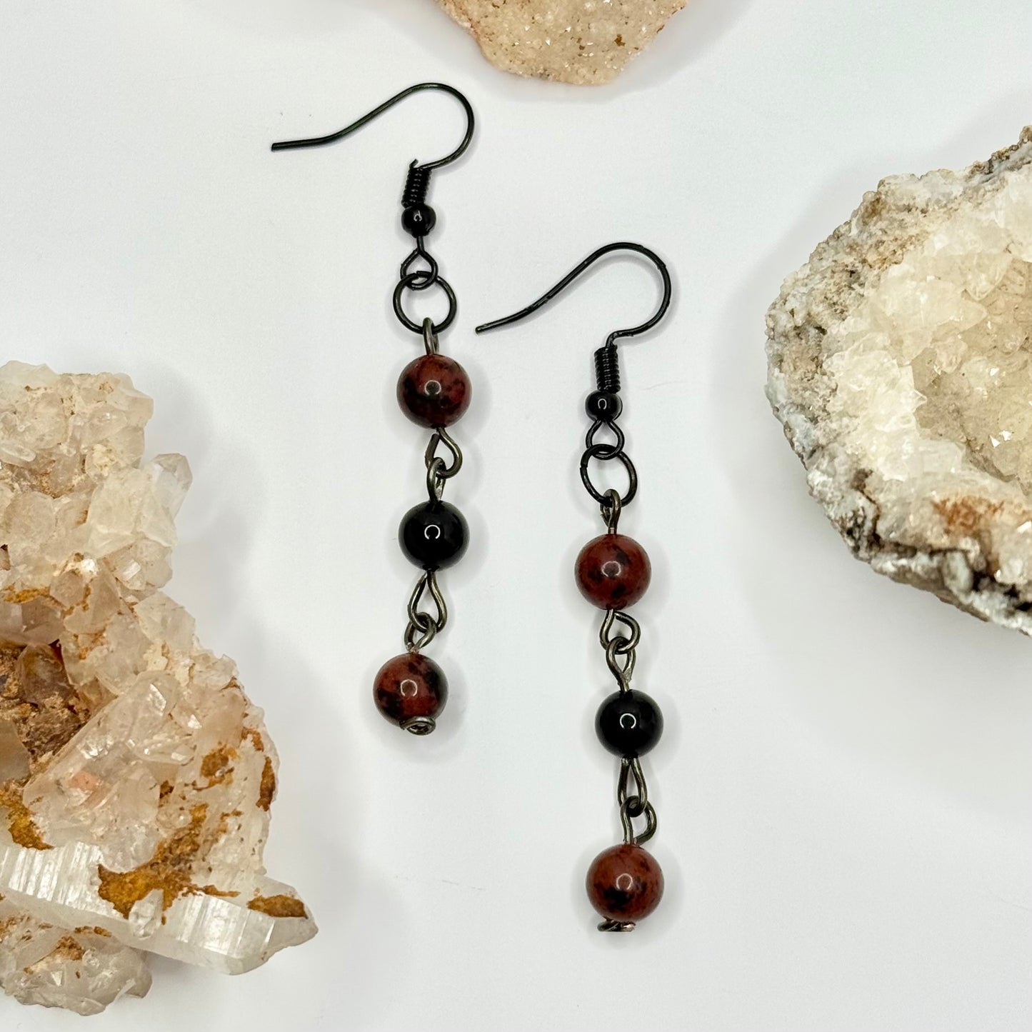 Charcoal Obsidian and Onyx Earrings