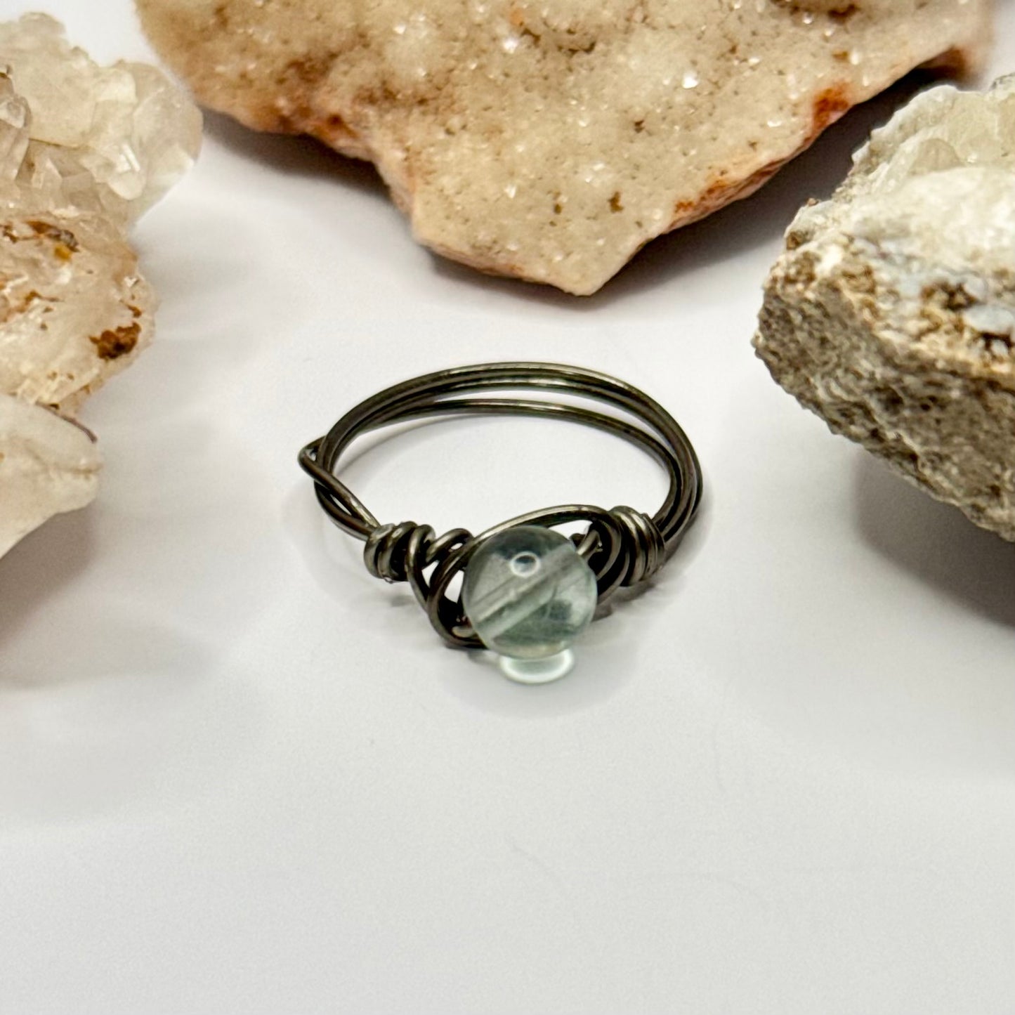 Charcoal Green Fluorite Ring