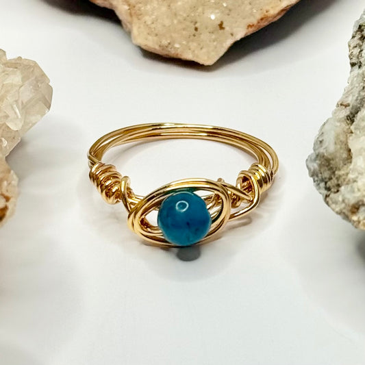 Gold Plated Blue Apatite Ring
