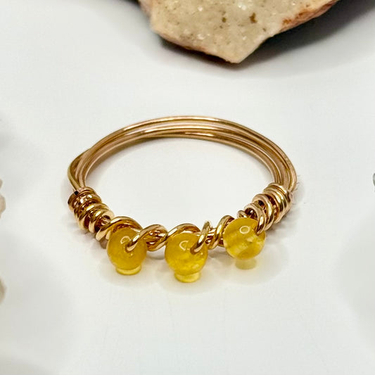 Gold Plated Yellow Jade Ring