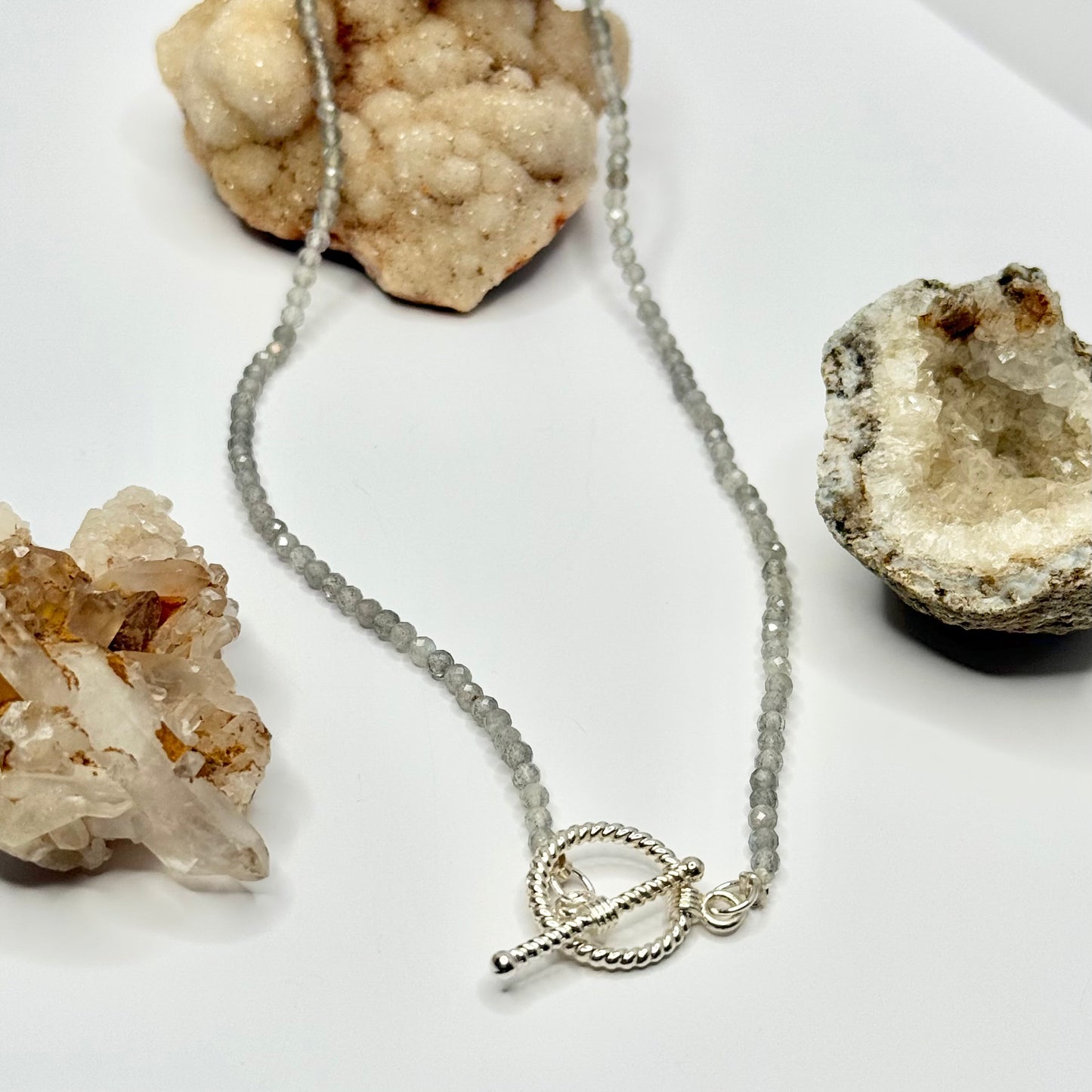 Silver Labradorite Beaded Necklace