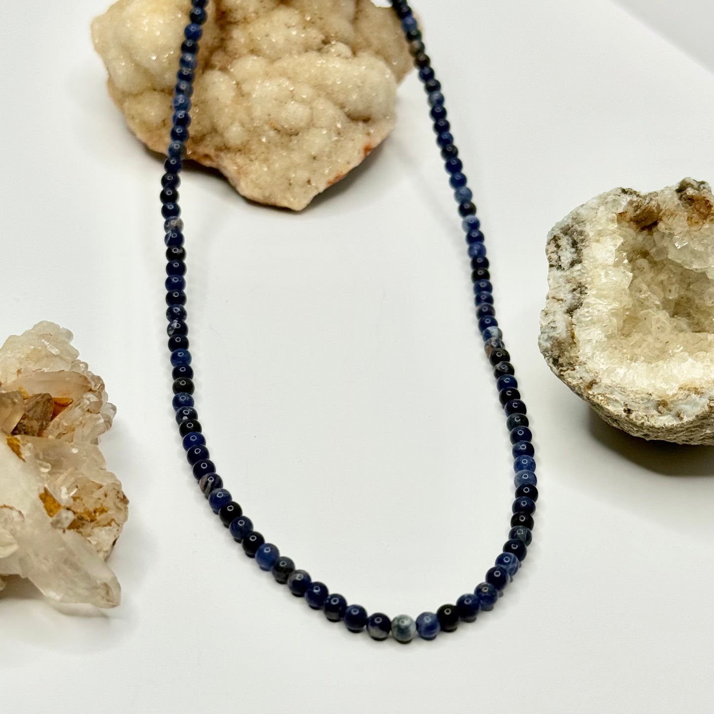 Silver Sodalite Beaded Necklace