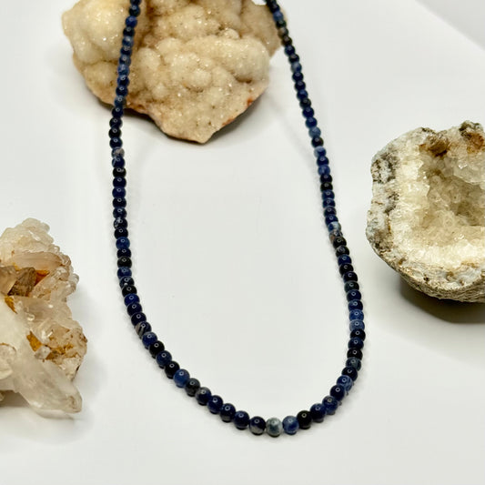 Silver Sodalite Beaded Necklace