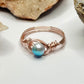 Rose Gold Silver-Blue Beaded Ring