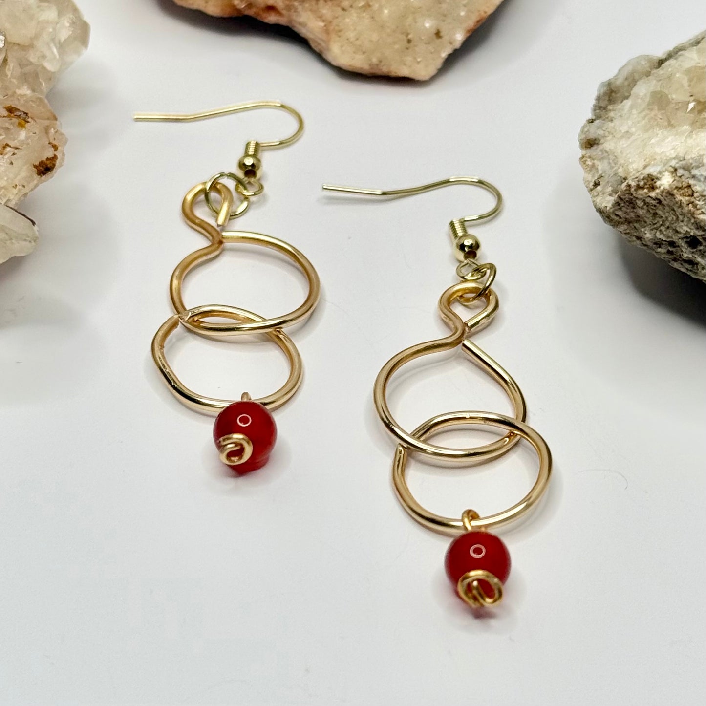 Gold Carnelian Dangle Earrings