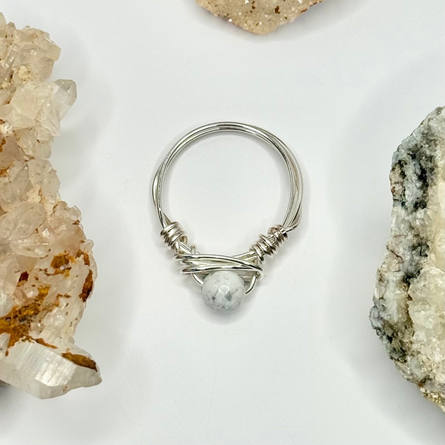 Silver Howlite Ring